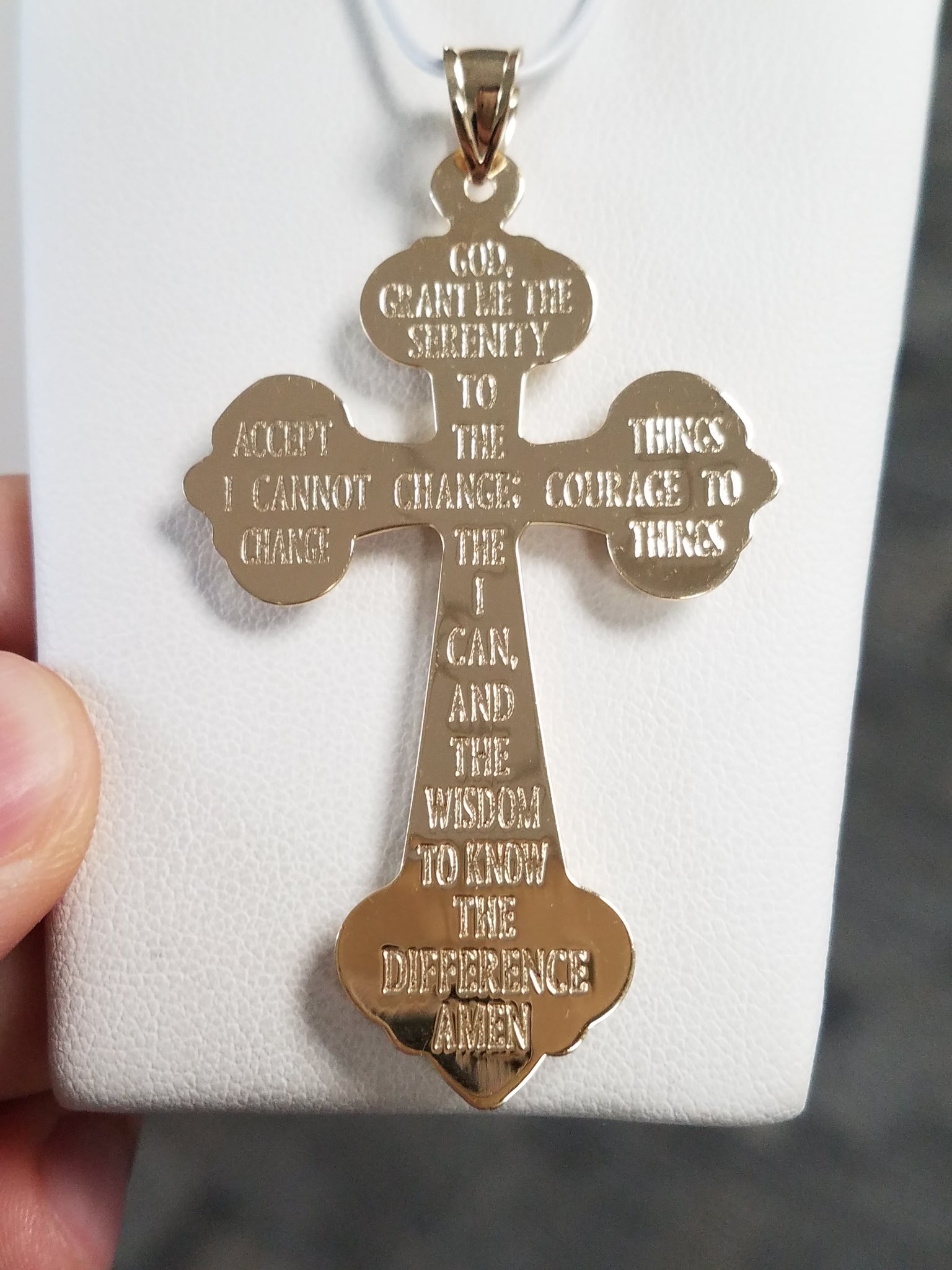 Glowing 14k Two Tone Gold Hollow 3-D Cross Pendant