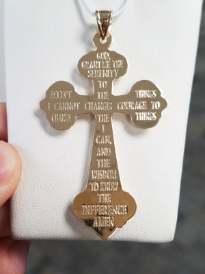 Glowing 14k Two Tone Gold Hollow 3-D Cross Pendant