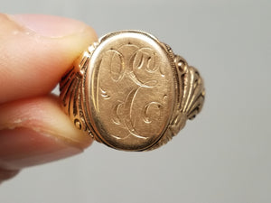 Art Nouveau 8k Yellow Gold Signet Ring