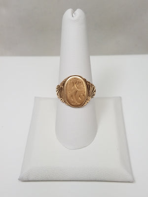 Art Nouveau 8k Yellow Gold Signet Ring