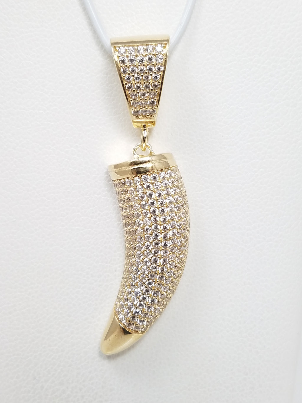 Funky 10k Yellow Gold Cubic Zirconia Tooth Pendant