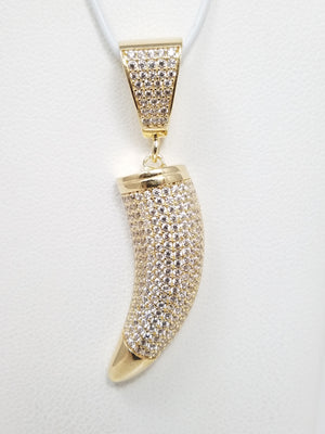 Funky 10k Yellow Gold Cubic Zirconia Tooth Pendant