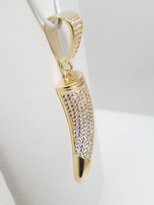 Funky 10k Yellow Gold Cubic Zirconia Tooth Pendant