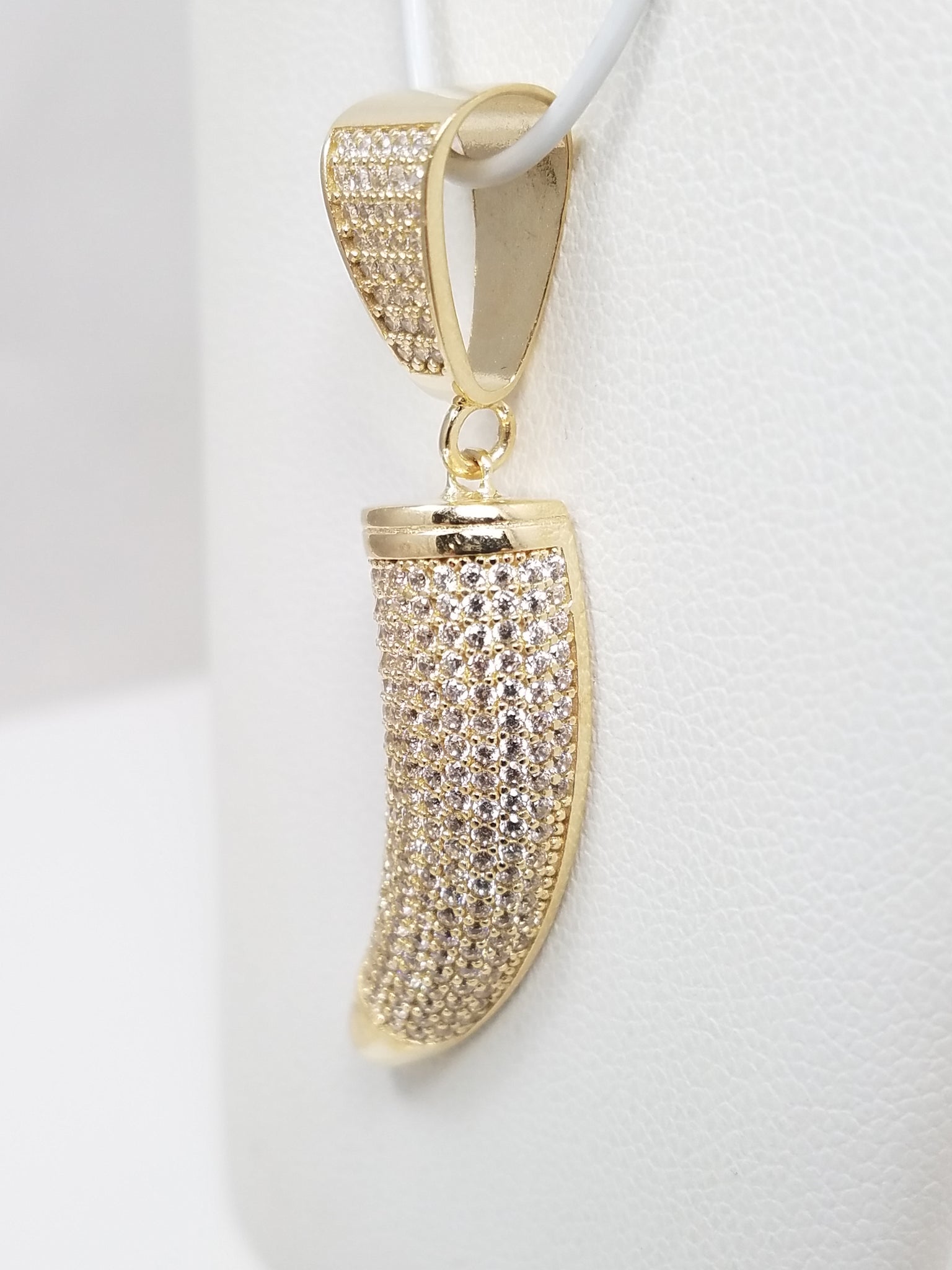 Funky 10k Yellow Gold Cubic Zirconia Tooth Pendant