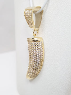 Funky 10k Yellow Gold Cubic Zirconia Tooth Pendant
