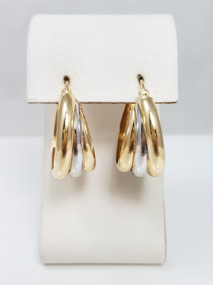 Fashionable 14k Two Tone Gold Hollow Graduating Hoop Earrings