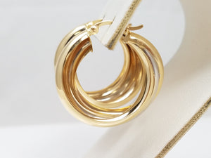 Fashionable 14k Two Tone Gold Hollow Graduating Hoop Earrings