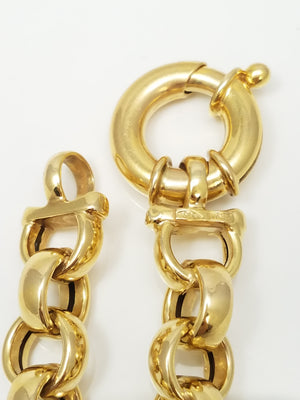 Flashy 7.5" 14k Yellow Gold Hollow Rolo Link Bracelet