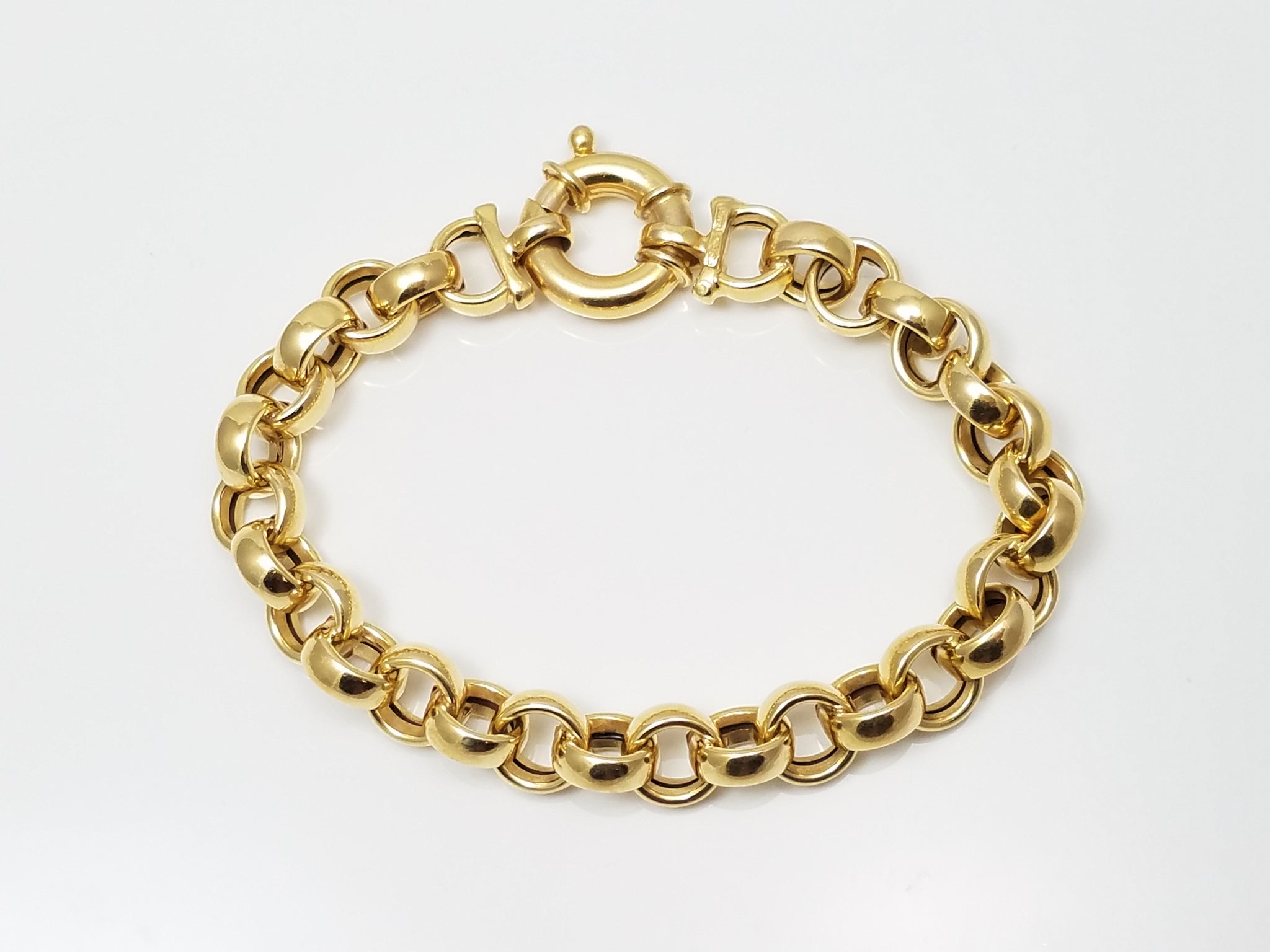 Flashy 7.5" 14k Yellow Gold Hollow Rolo Link Bracelet
