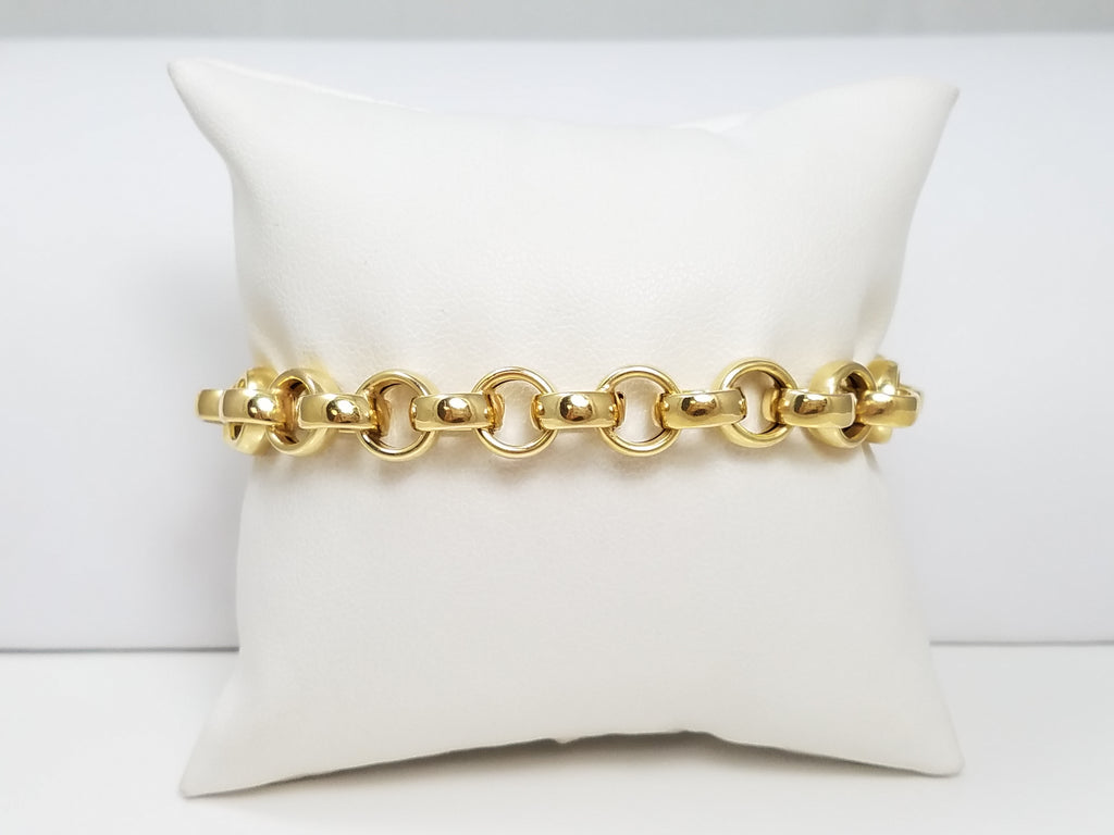 Flashy 7.5" 14k Yellow Gold Hollow Rolo Link Bracelet