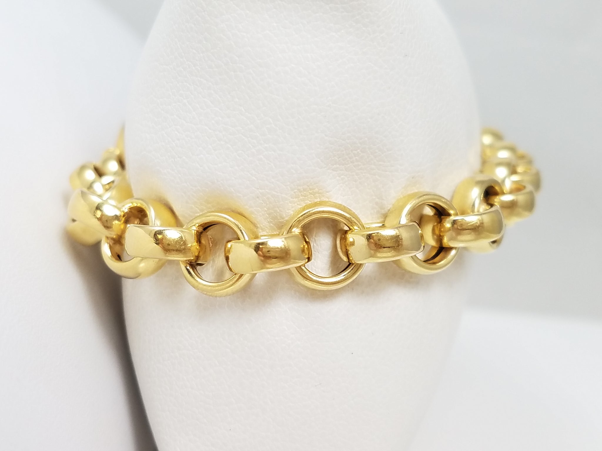 Flashy 7.5" 14k Yellow Gold Hollow Rolo Link Bracelet