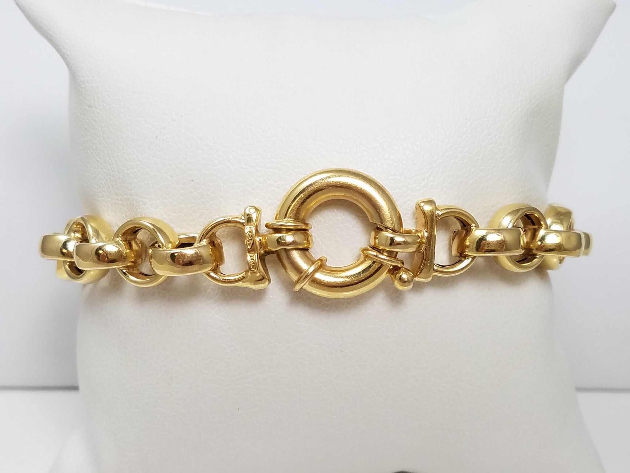 Flashy 7.5" 14k Yellow Gold Hollow Rolo Link Bracelet
