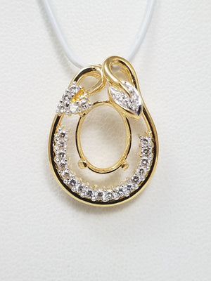 Glamorous 18k Yellow Gold Natural Diamond Pendant Mount