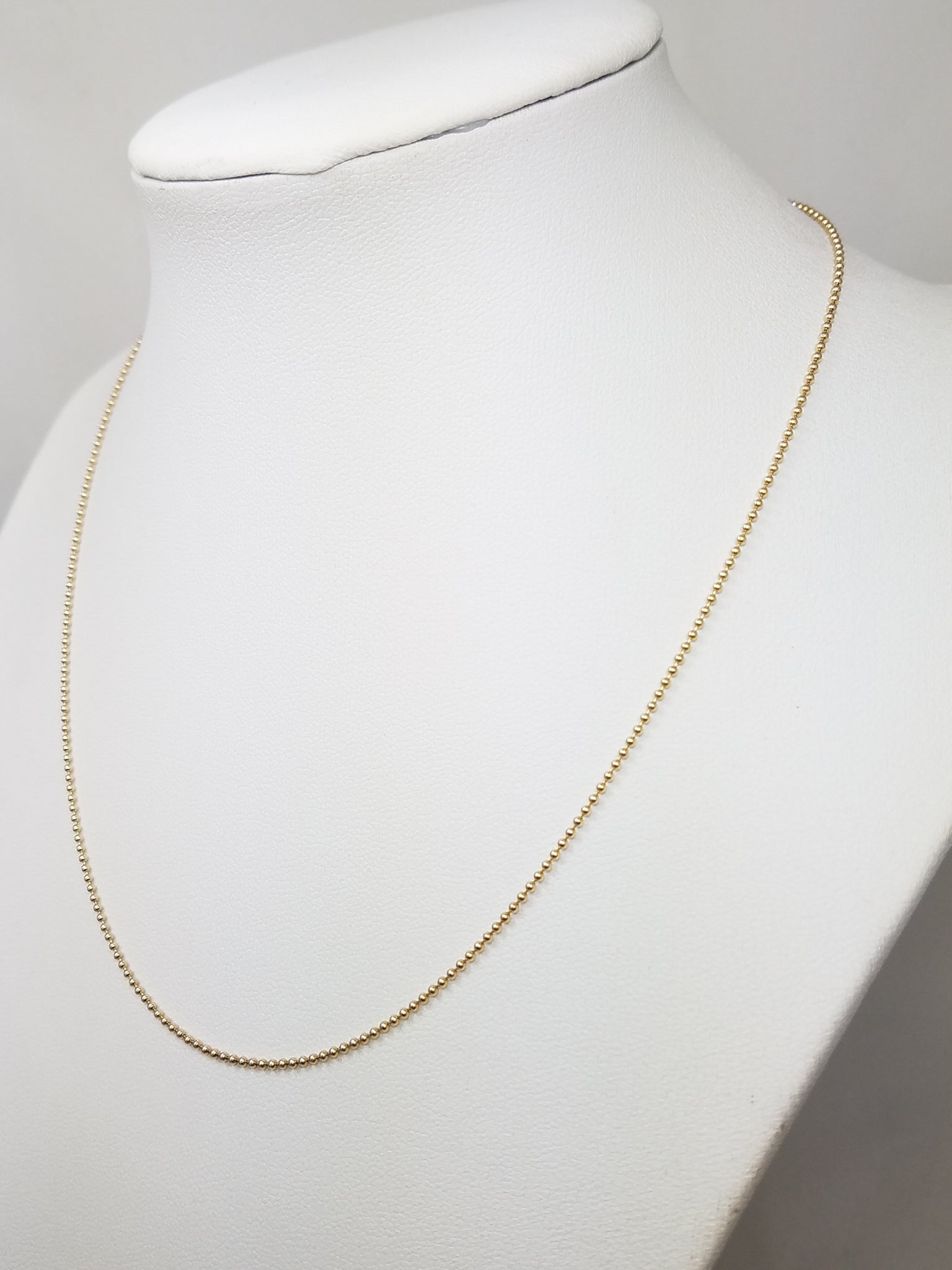Cute 16" 14k Yellow Gold Microbead Chain Necklace