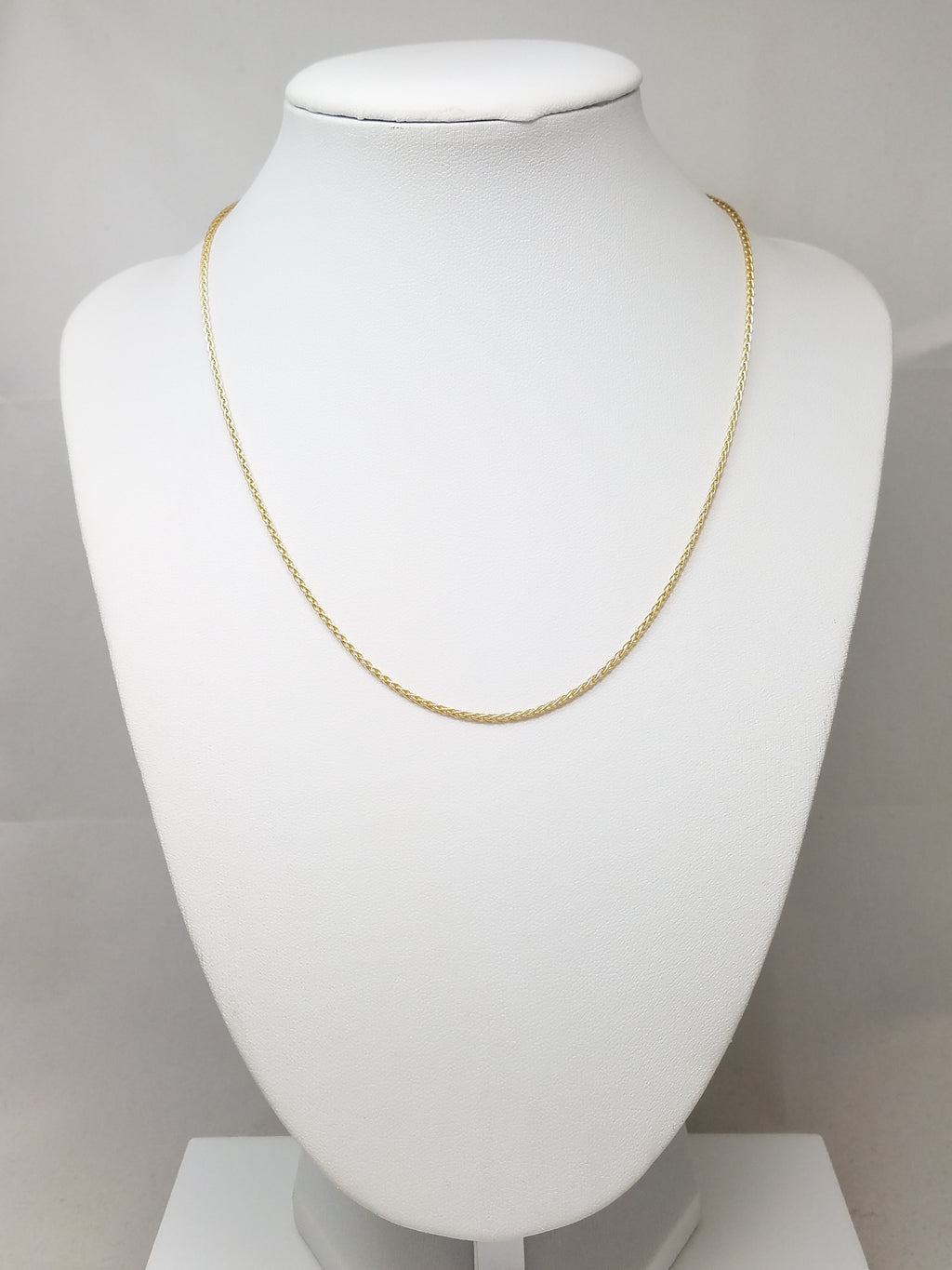 Fancy 16" 18k Yellow Gold Solid Rounded Wheat Chain Necklace
