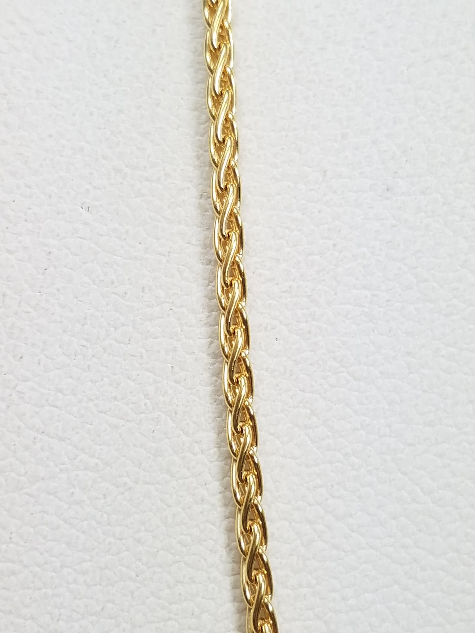Fancy 16" 18k Yellow Gold Solid Rounded Wheat Chain Necklace