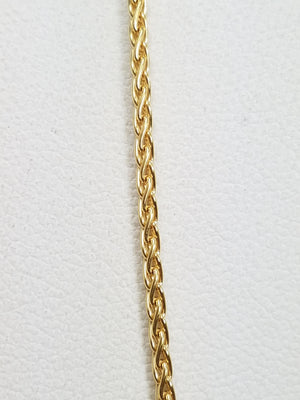 Fancy 16" 18k Yellow Gold Solid Rounded Wheat Chain Necklace