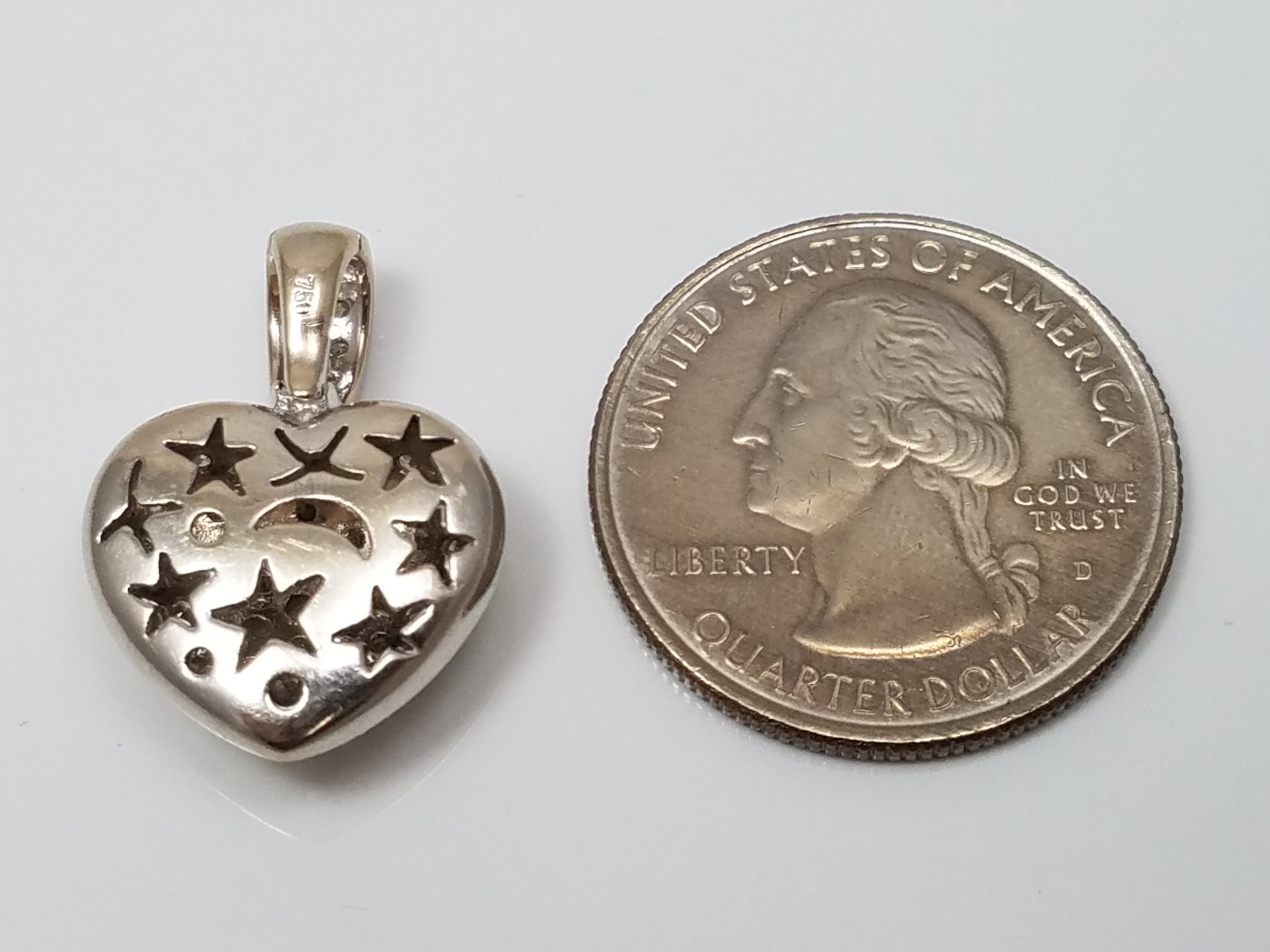 Sparkling 1.25ctw Natural Diamond Pavé Heart Pendant in 18k White Gold