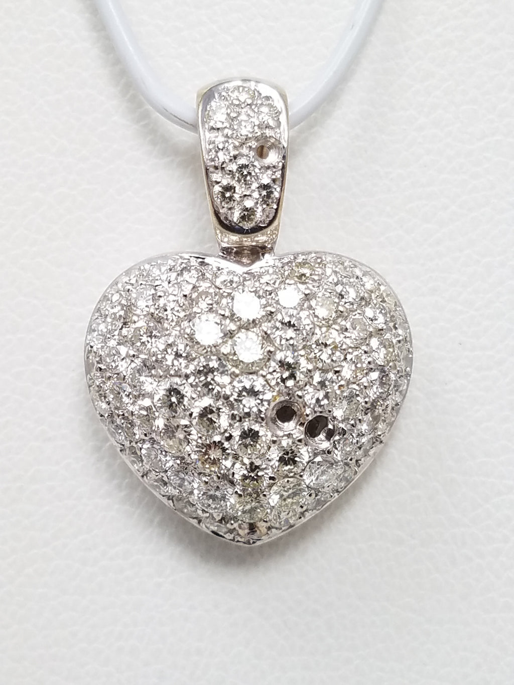 Sparkling 1.25ctw Natural Diamond Pavé Heart Pendant in 18k White Gold