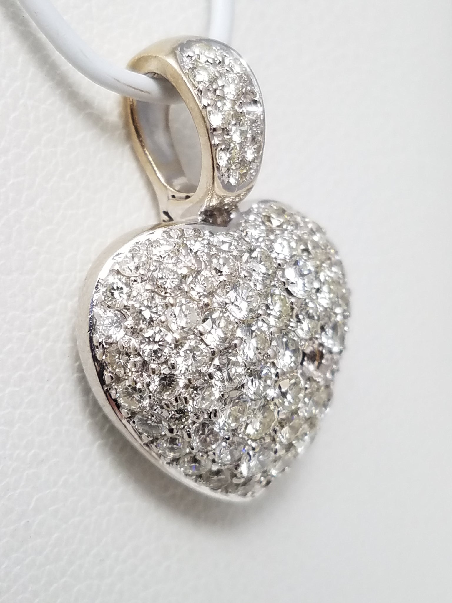 Sparkling 1.25ctw Natural Diamond Pavé Heart Pendant in 18k White Gold