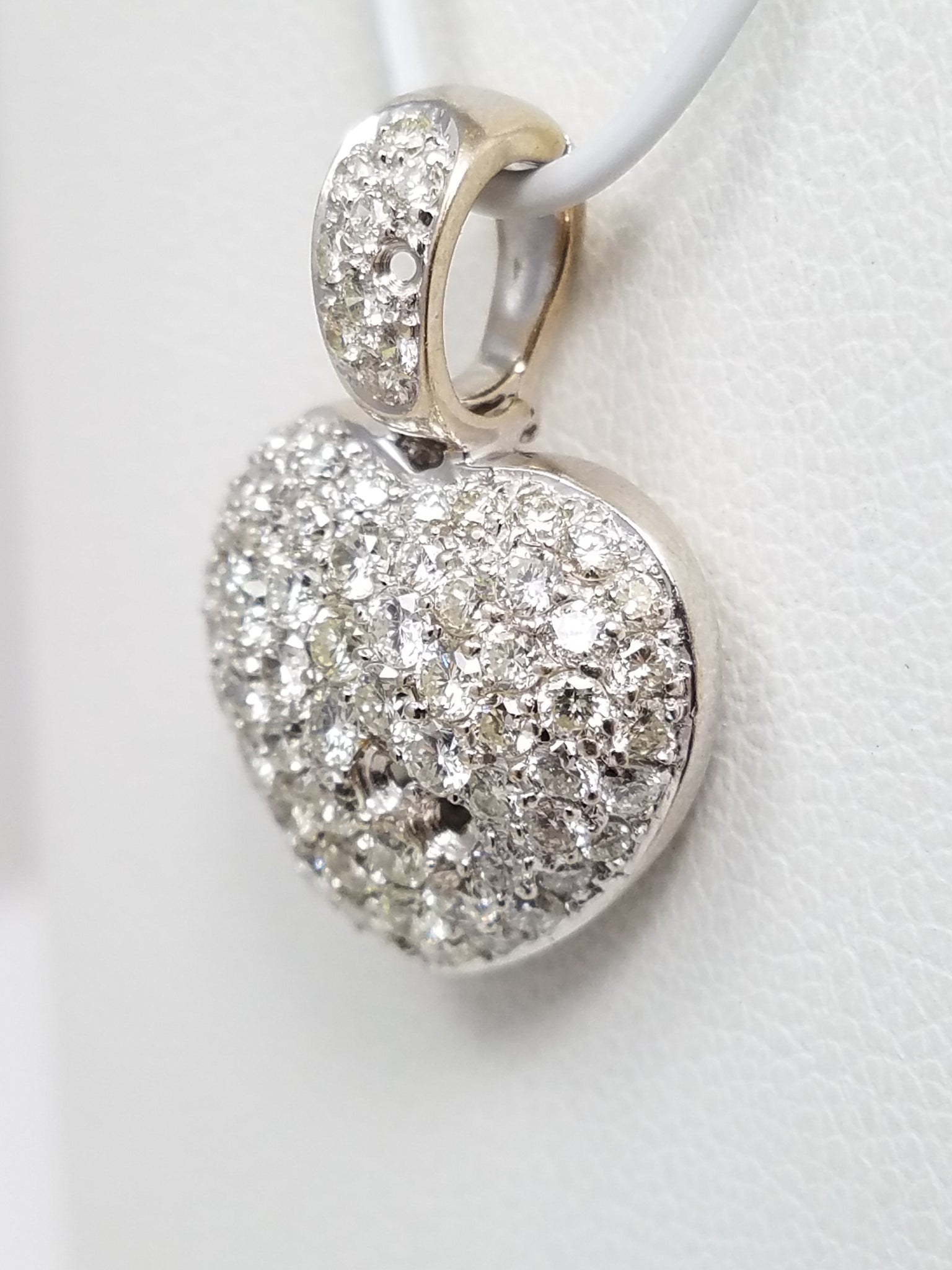 Sparkling 1.25ctw Natural Diamond Pavé Heart Pendant in 18k White Gold