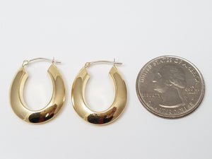 14k Yellow Gold Chunky Elongated Hollow Hoop Earrings