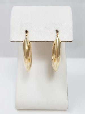 14k Yellow Gold Chunky Elongated Hollow Hoop Earrings