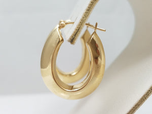 14k Yellow Gold Chunky Elongated Hollow Hoop Earrings