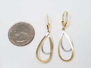 Fun 18k Two Tone Gold Leverback Dangle Earrings