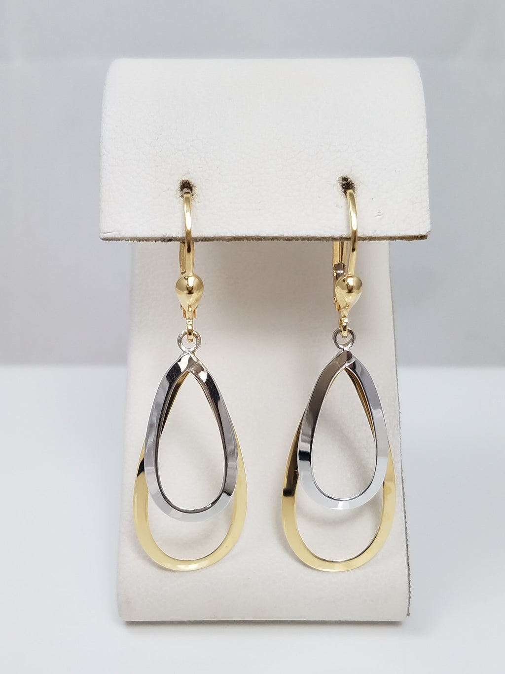 Fun 18k Two Tone Gold Leverback Dangle Earrings