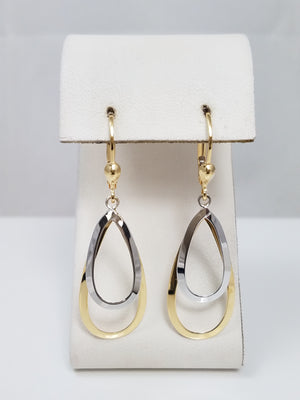 Fun 18k Two Tone Gold Leverback Dangle Earrings