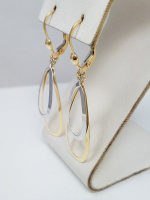 Fun 18k Two Tone Gold Leverback Dangle Earrings