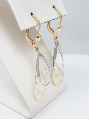 Fun 18k Two Tone Gold Leverback Dangle Earrings