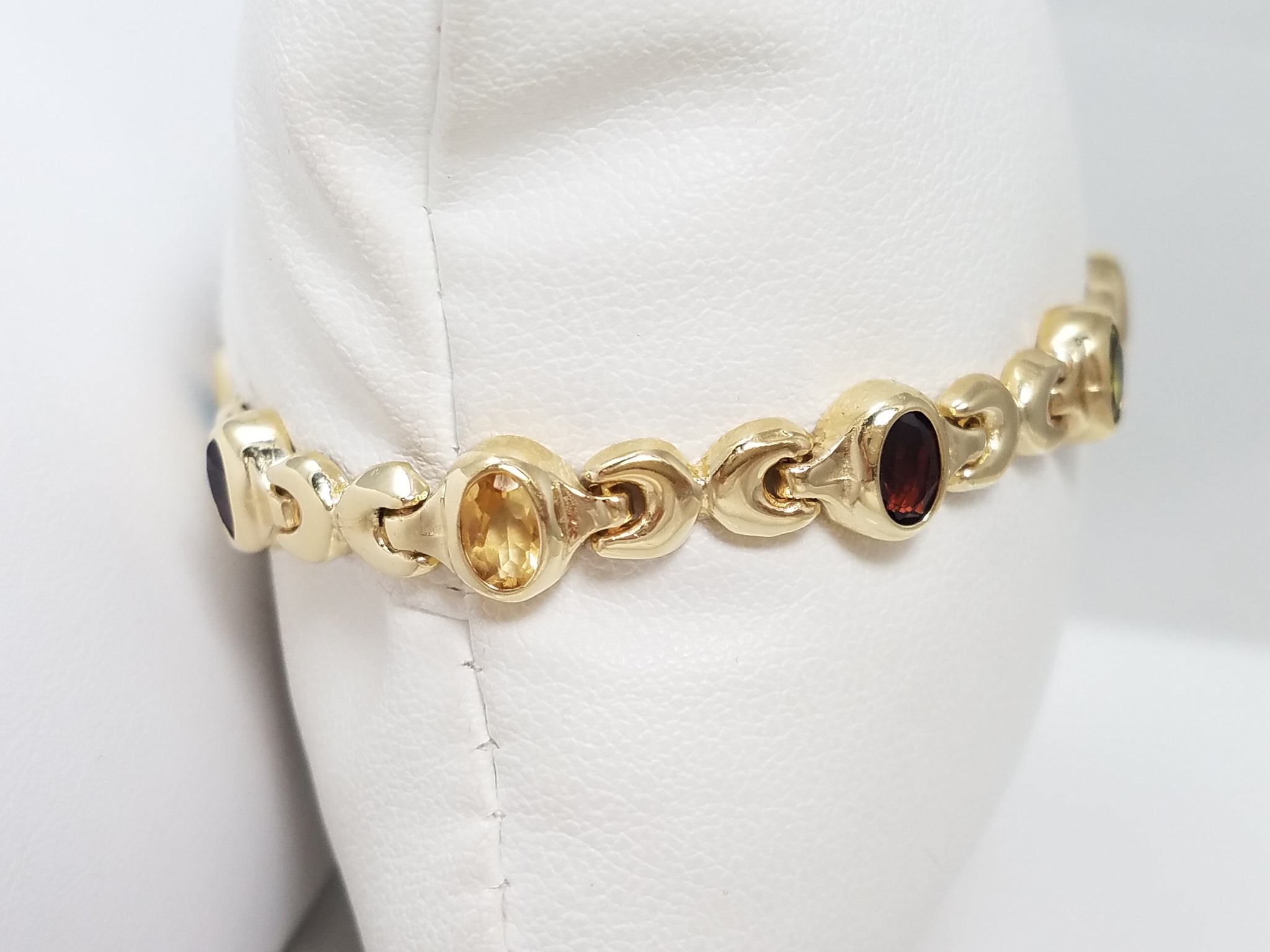 Colorful 7" 14k Yellow Gold Natural Gemstone Custom Bracelet