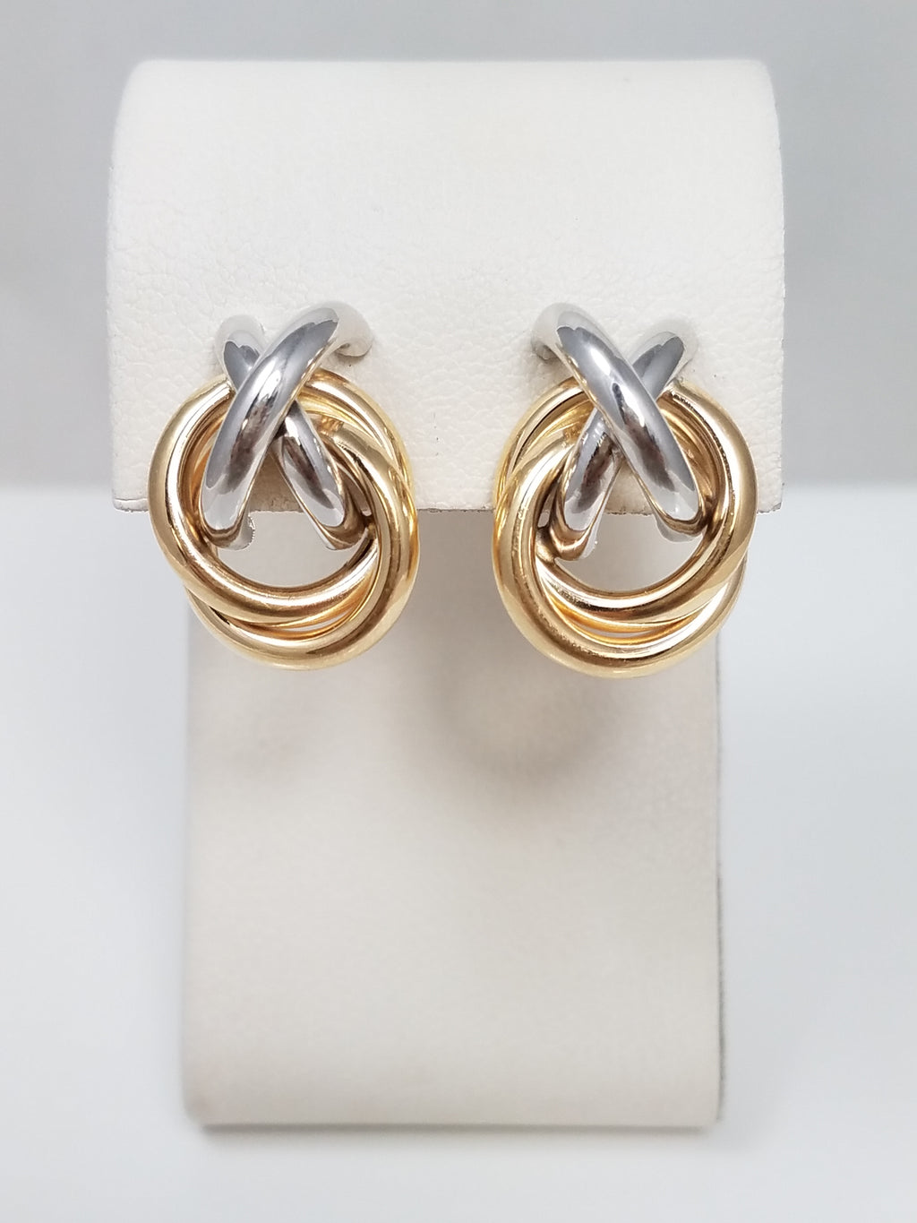 Precious 14k Two Tone Gold Hugs & Kisses Hollow Earrings