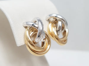 Precious 14k Two Tone Gold Hugs & Kisses Hollow Earrings