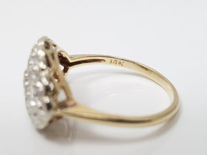 Vintage 14k Two Tone Gold Natural Diamond Princess Ring