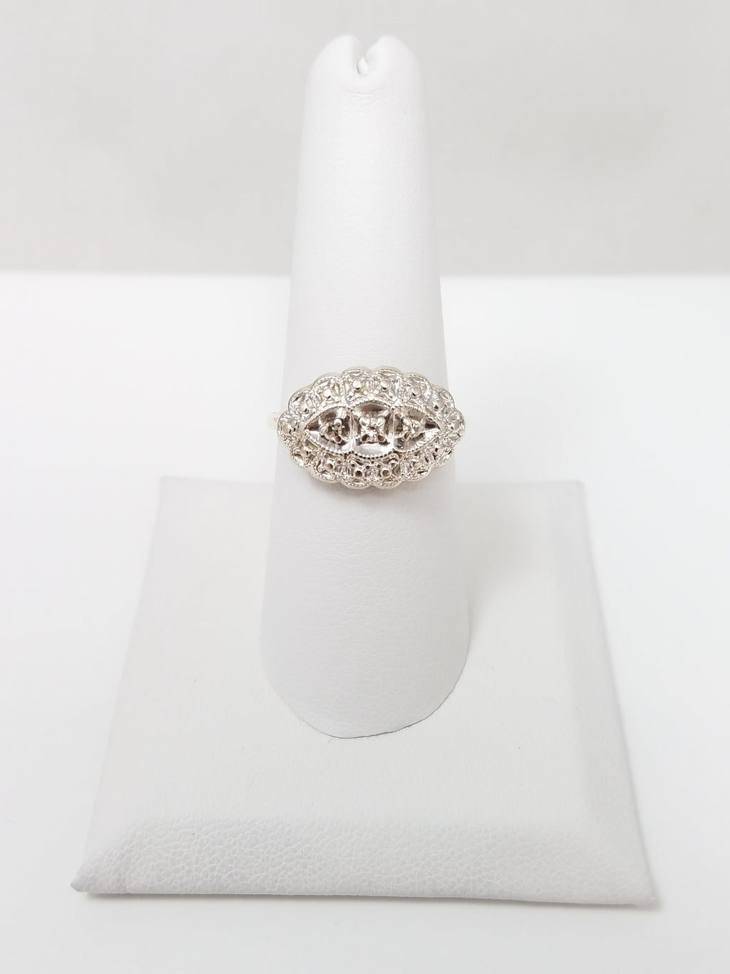 Vintage 14k Two Tone Gold Natural Diamond Princess Ring
