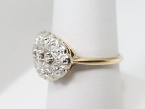 Vintage 14k Two Tone Gold Natural Diamond Princess Ring