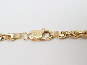New! Sporty 16" Hollow 14k Yellow Gold Diamond Cut Rope Chain Necklace