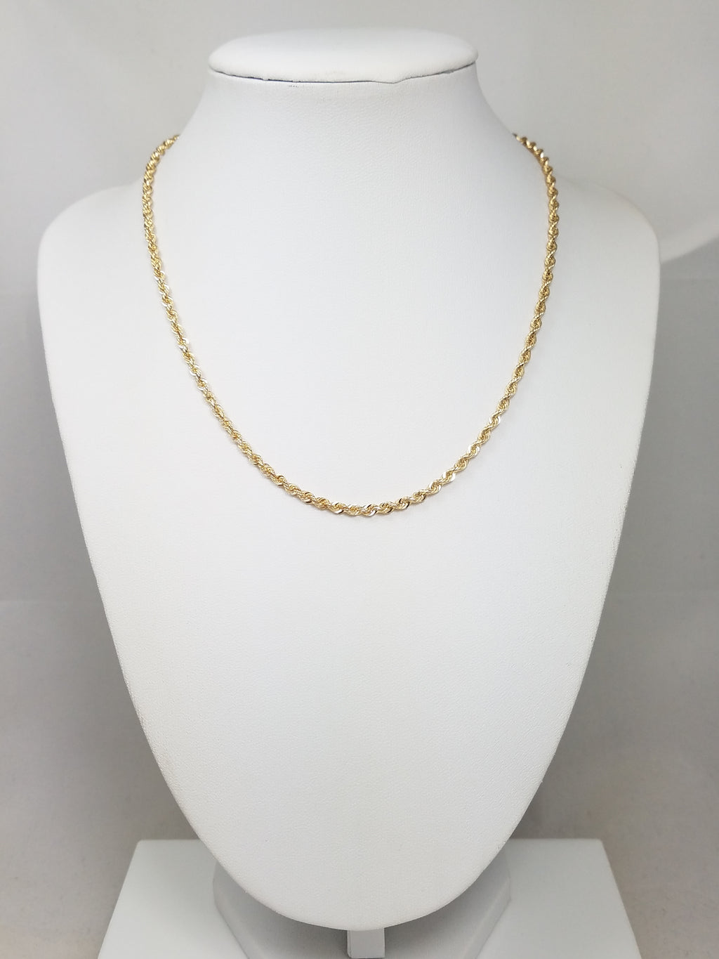 New! Sporty 16" Hollow 14k Yellow Gold Diamond Cut Rope Chain Necklace