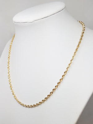 New! Sporty 16" Hollow 14k Yellow Gold Diamond Cut Rope Chain Necklace