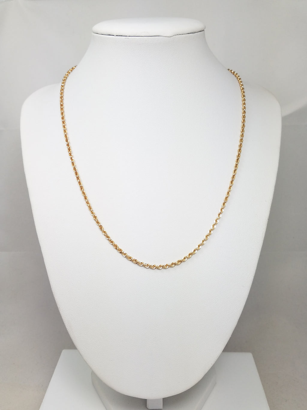 New! Sparkling 18" 14k Yellow Gold Hollow Rope Chain Necklace
