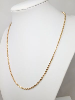 New! Sparkling 18" 14k Yellow Gold Hollow Rope Chain Necklace