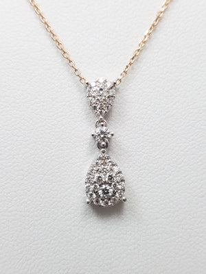 Fancy 17" 18k Two Tone Gold Natural Diamond Dangle Necklace