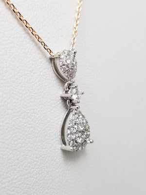Fancy 17" 18k Two Tone Gold Natural Diamond Dangle Necklace
