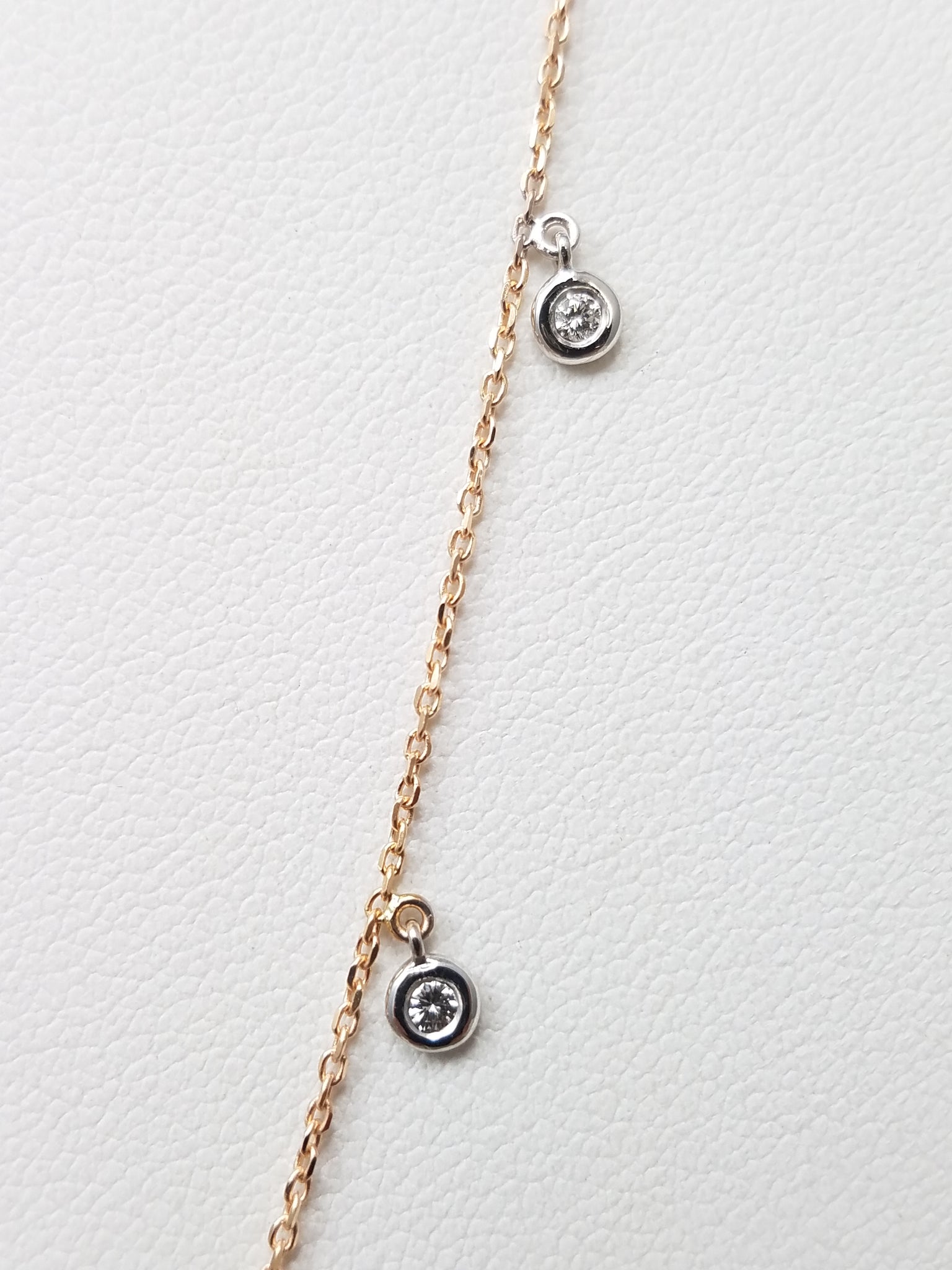 Fancy 17" 18k Two Tone Gold Natural Diamond Dangle Necklace