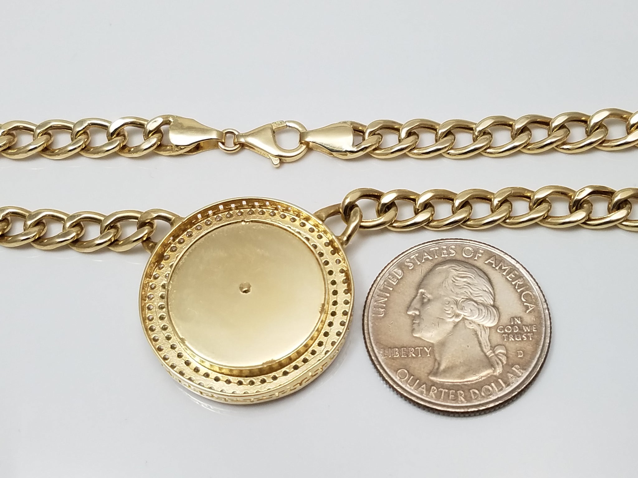 Eye Catching 18" 14k Yellow Gold Hollow Cubic Zirconia Chain Necklace