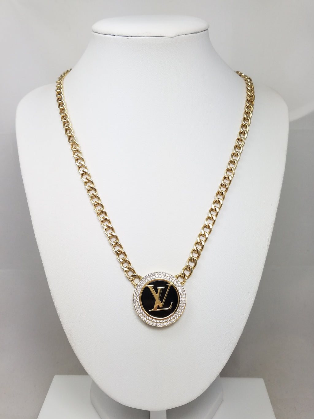 Eye Catching 18" 14k Yellow Gold Hollow Cubic Zirconia Chain Necklace