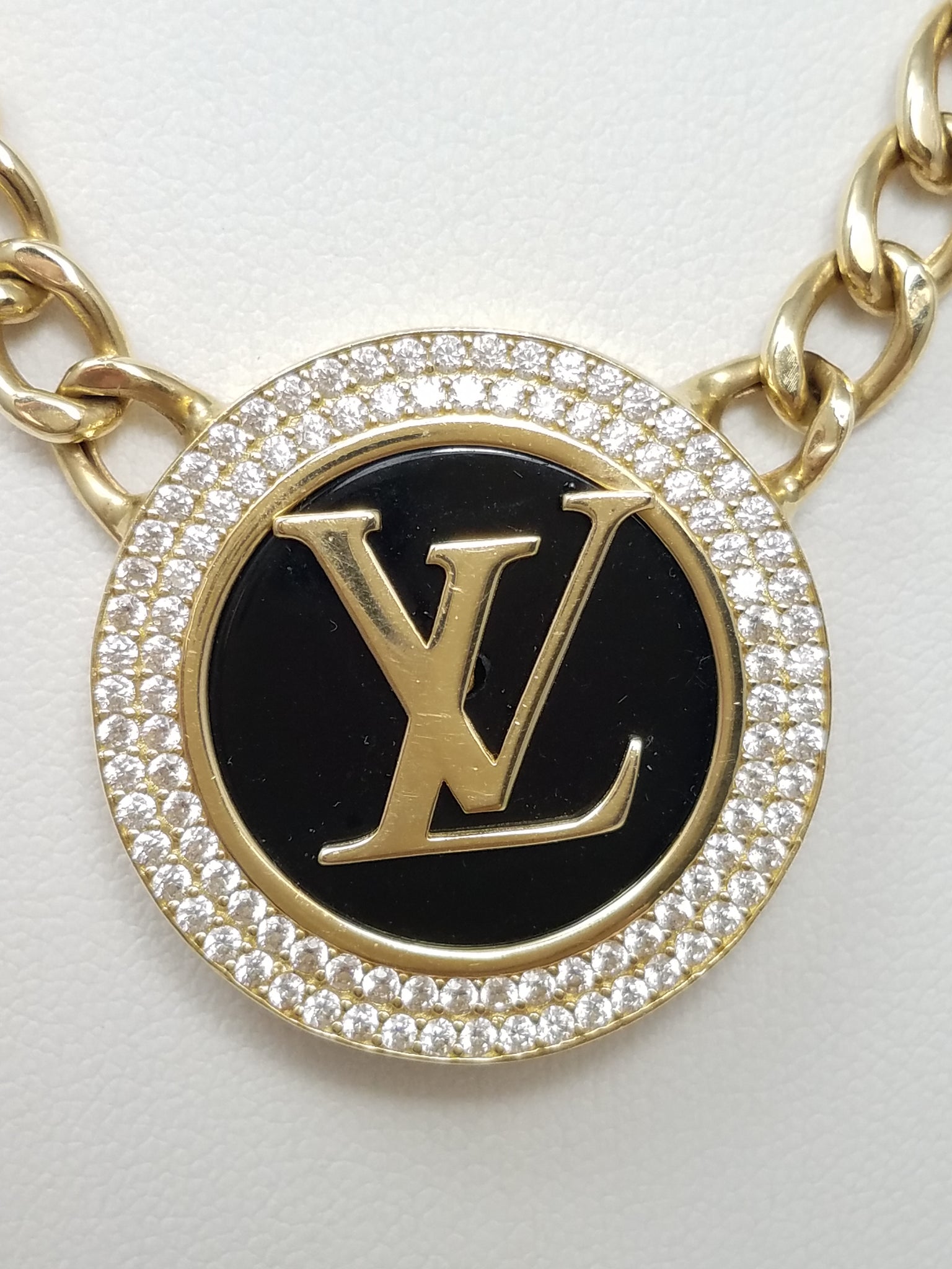 Eye Catching 18" 14k Yellow Gold Hollow Cubic Zirconia Chain Necklace